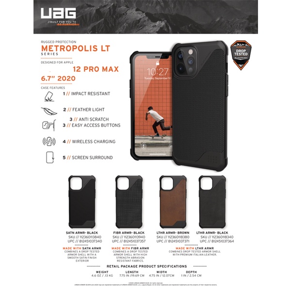 Ốp lưng iP 12/12 Pro/12 Pro Max UAG Metropolis LT Series