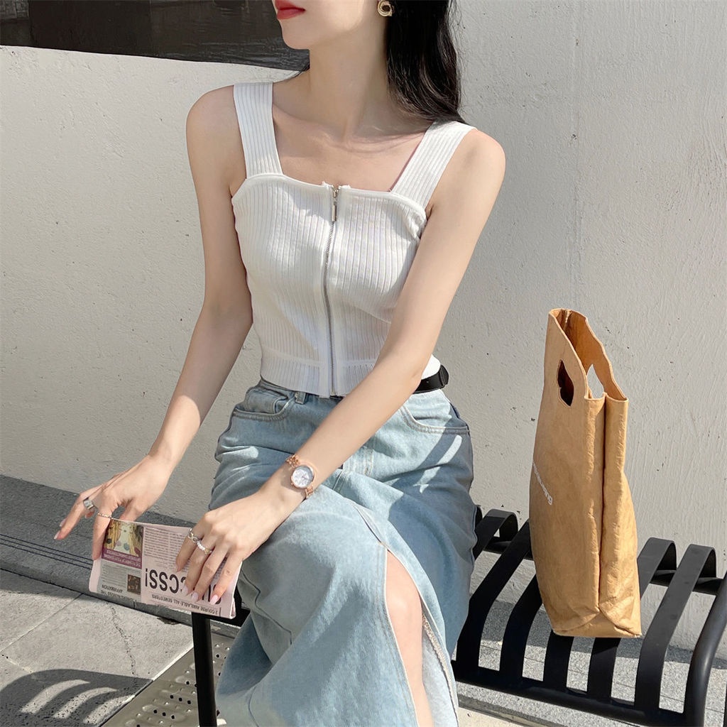 Áo Ống Có Khóa Kéo Phía Trước Thời Trang Mùa Hè Mới