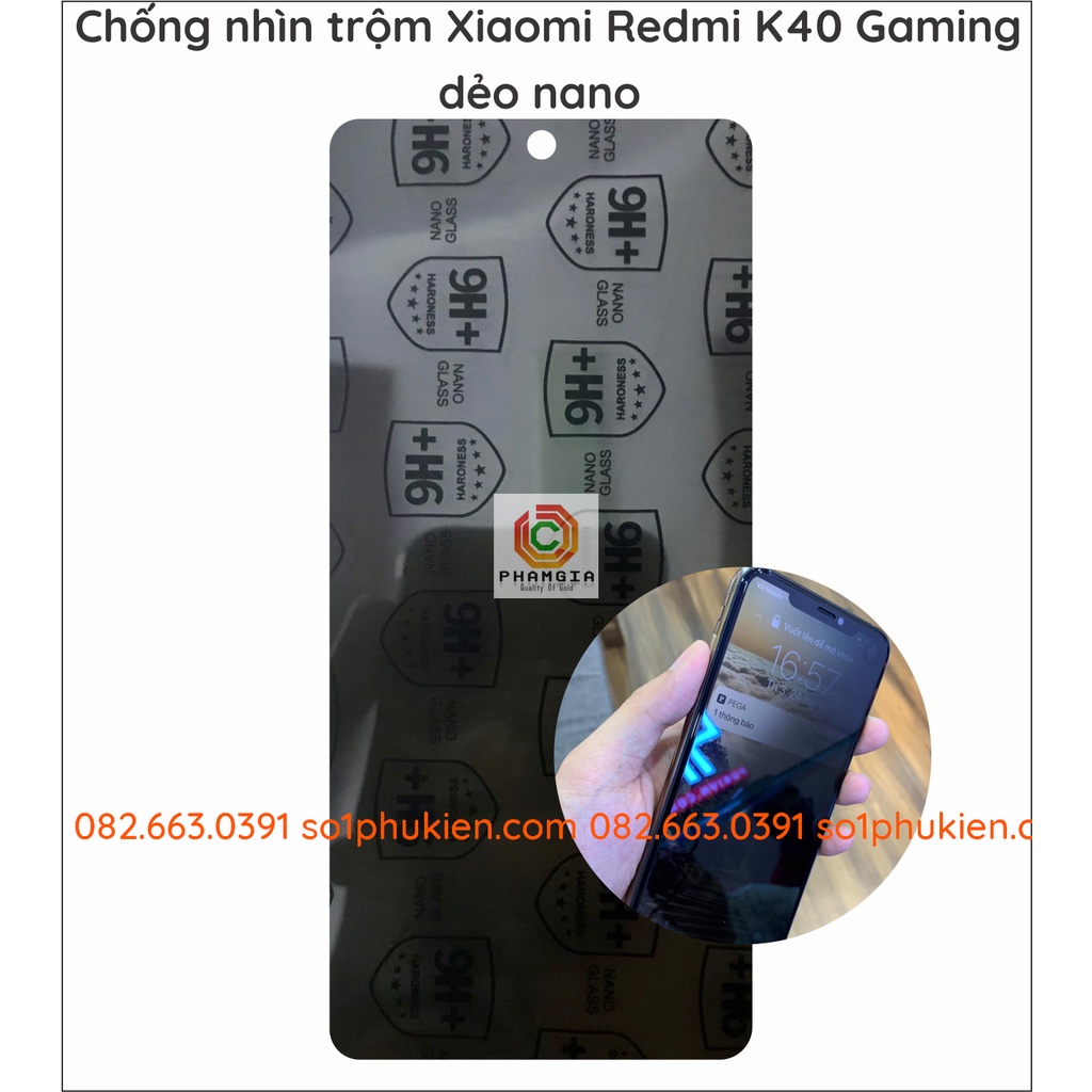 Dán cường lực chống nhìn trộm Xiaomi K40 Gaming dẻo nano