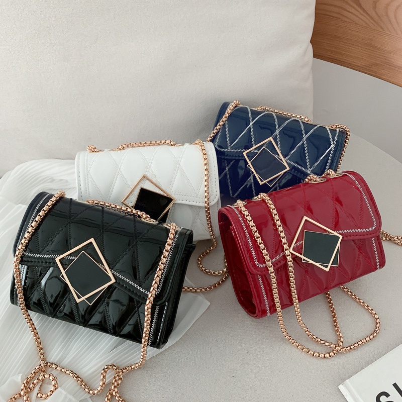 Túi đeo chéo IELGY bằng da bóng hình vuông nhỏ dễ phối đồ tùy chọn màu sắc