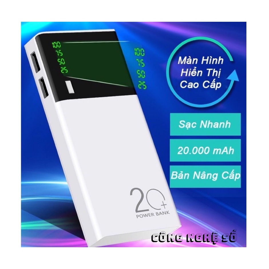 Sạc Dự Phòng SMART 20.000mAh Có Led Báo %Pin Dung Lượng Chuẩn