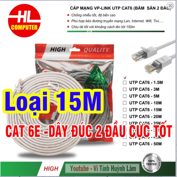 Cable Lan VP-Link Cat 6E Bấm Sẵn Dây Đúc 2 Đầu Mạng Siêu Chắc Chắn