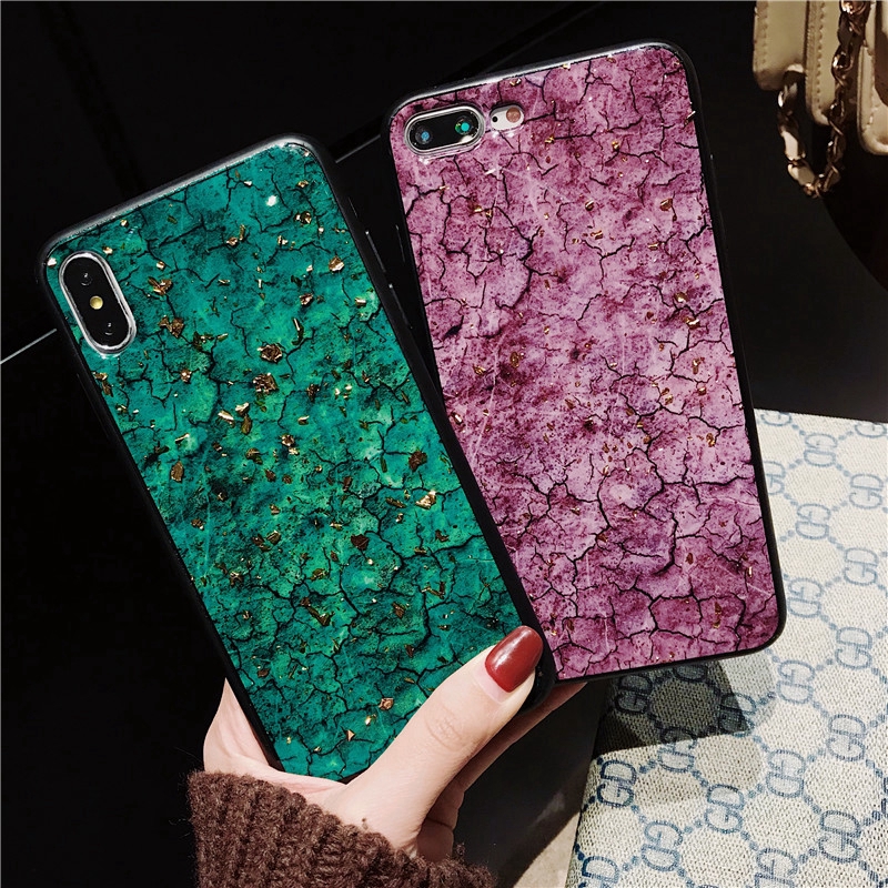 Ốp điện thoại mềm họa tiết cẩm thạch đính lá vàng lấp lánh cho IPhone X XS Max XR IPhone 8 7 6 6S Plus 11 Pro Max SE 2020 | BigBuy360 - bigbuy360.vn