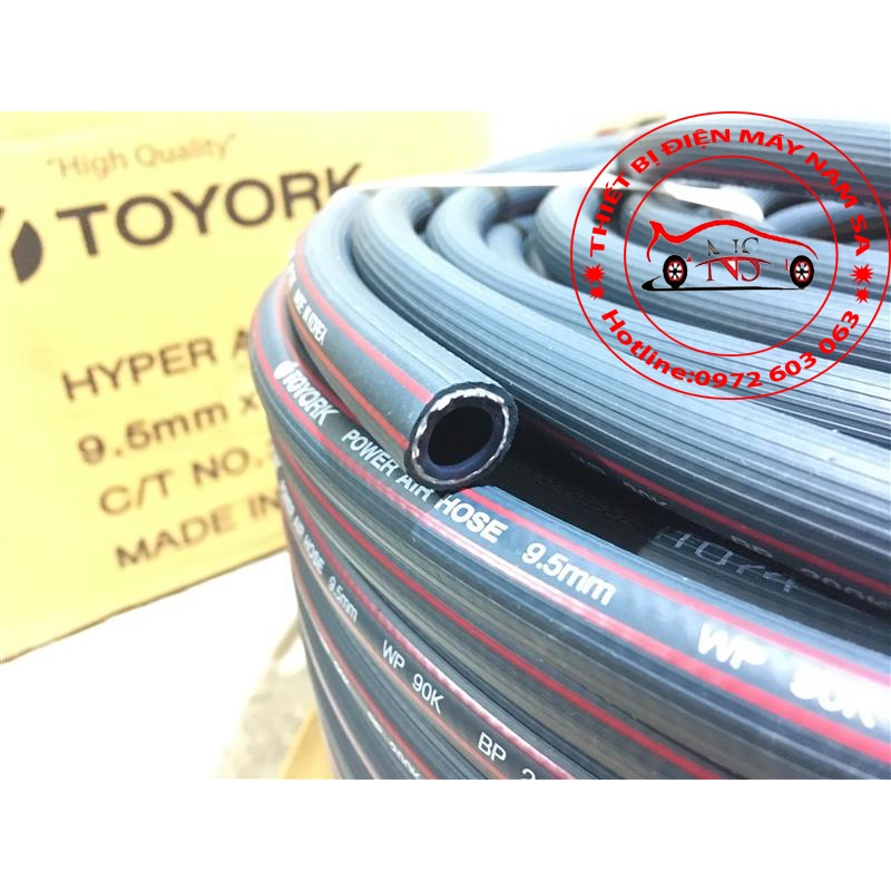 Dây dẫn khí nén Hàn Quốc Toyork 2 lớp bố vải phi 9.5 mm | giá 1 mét dài