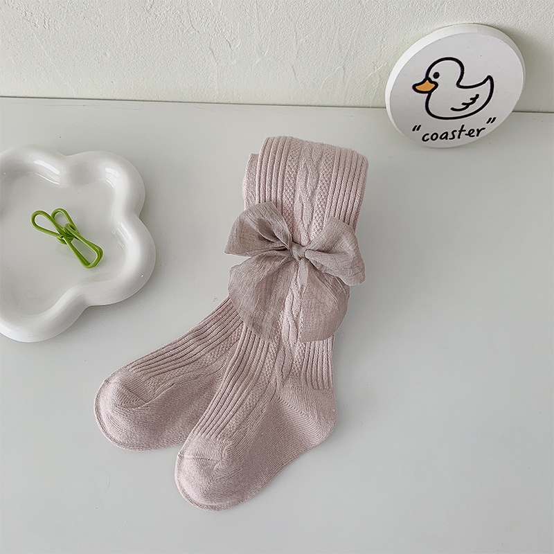 Quần Tất Chất Liệu Cotton Đính Nơ Thời Trang Mùa Xuân Thu Dành Cho Bé Gái