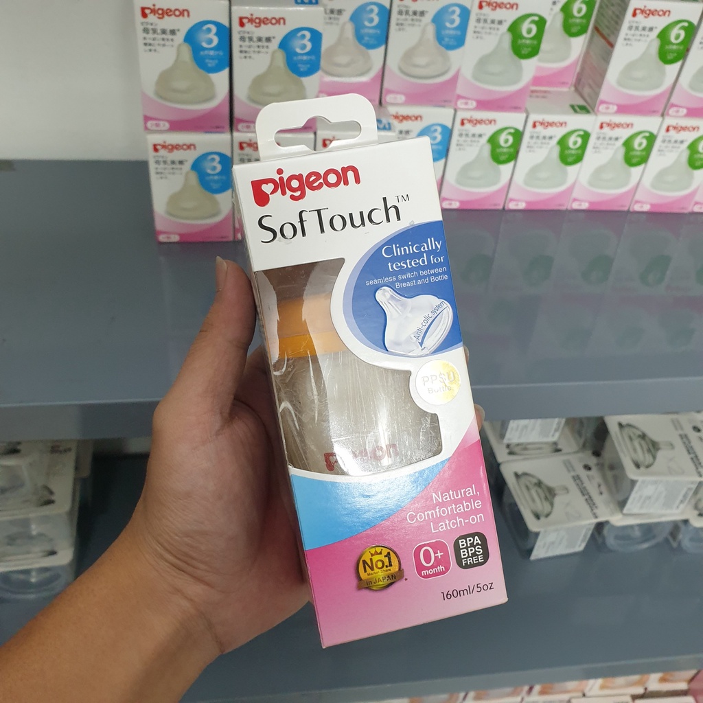 Bình sữa Pigeon Softouch cổ rộng dung tích 160/240ml chất liệu PPSU an toàn cho bé - Babysafe69