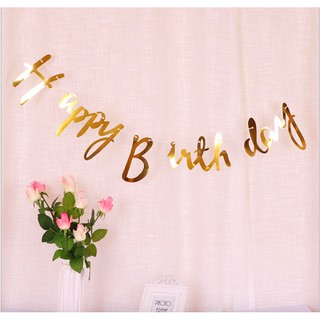 [Chuyên sỉ] Dây chữ giấy happy birthday ép kim trang trí