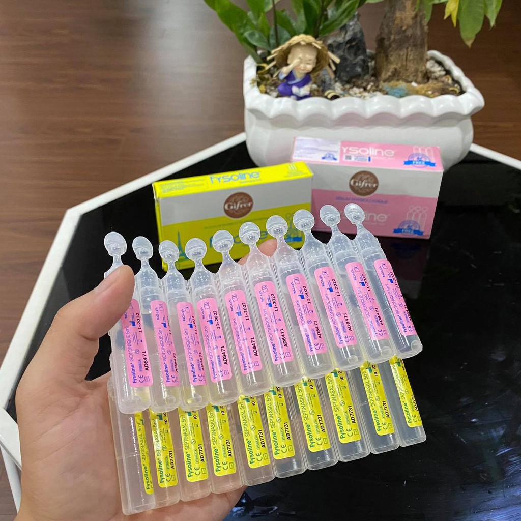 Nước Muối Sinh Lý Kháng Khuẩn Pháp FYSOLINE Hỗ Trợ Giảm Viêm Mũi, Sổ Mũi Hộp 20 Ống x 5ml