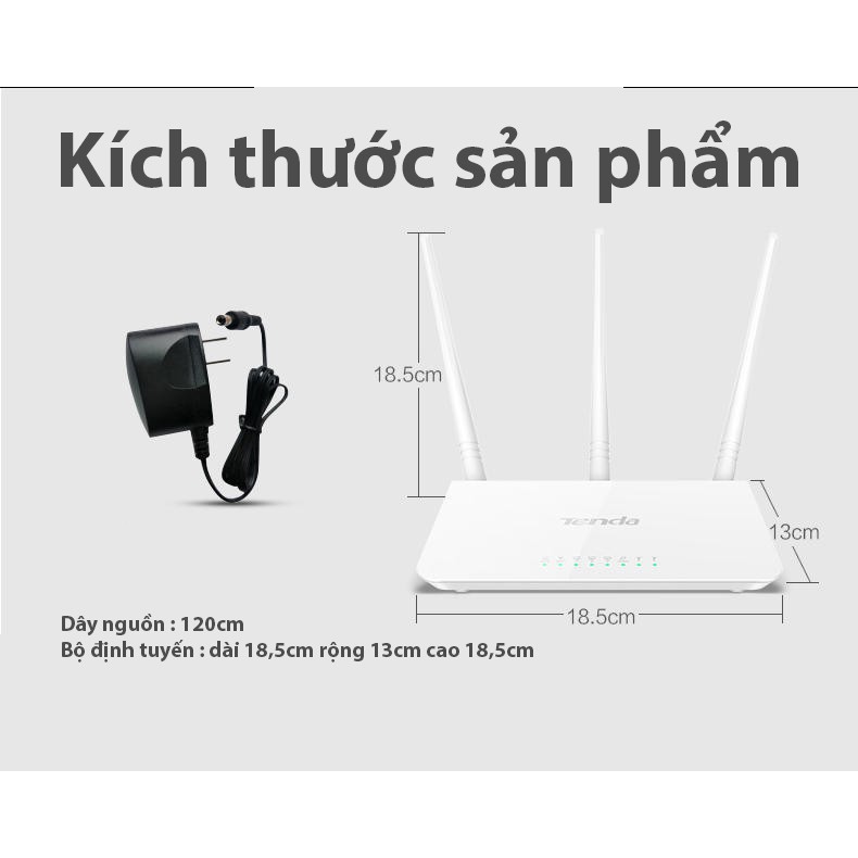 Bộ phát wifi Tenda F3 3 râu xuyên tường cao cấp, bộ phát wifi băng tần chuẩn tốc 300M | BigBuy360 - bigbuy360.vn