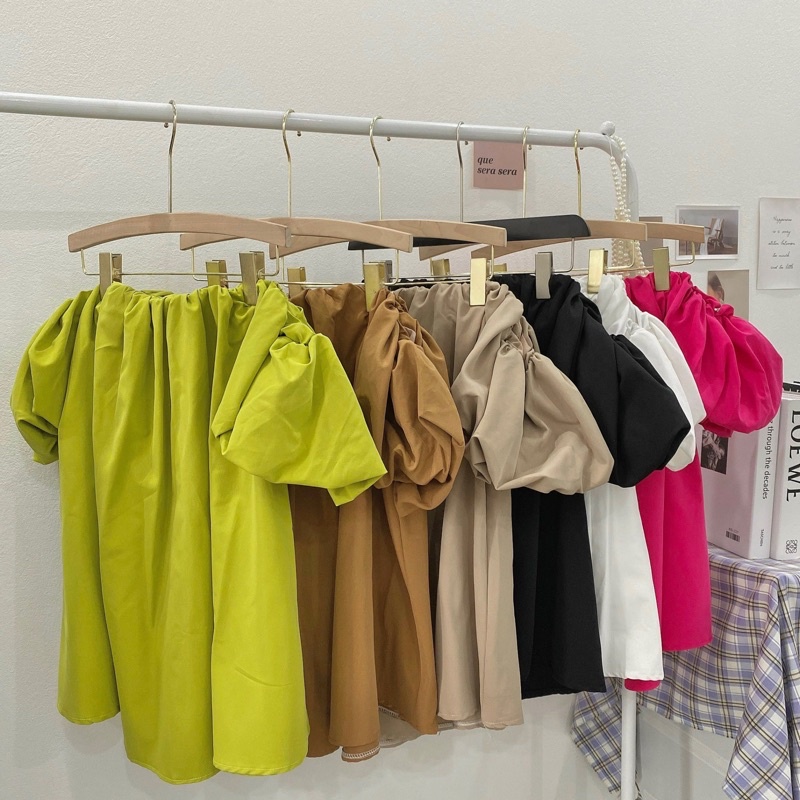 Áo váy trễ vai tay bồng dễ phối đồ phong cách quyến rũ Aimee closet