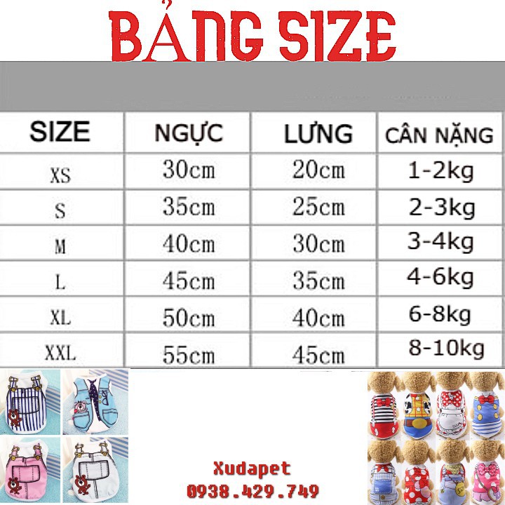 [MUA NHIỀU GIẢM GIÁ] COMBO Siêu Rẻ 4 Áo 3 Lỗ Hoạt Hình Dễ Thương Cho Chó Mèo Ngày Hè (Màu Ngẫu Nhiên)  - SP005201