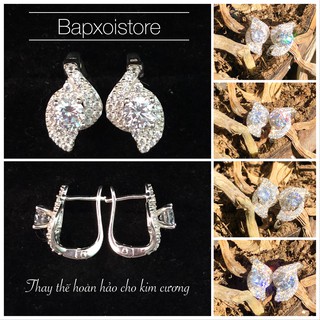 Bông tai Moissanite 5,5 ly (nước D,VVS1, kiểm định); Chất liệu bạc 925 mạ bạch kim BỀN ĐẸP HƠN KIM CƯƠNG