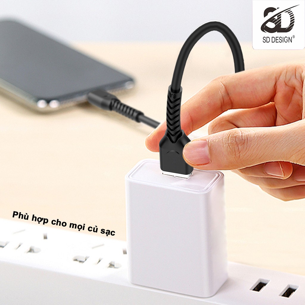 Cáp sạc SD DESIGN T8 giúp sạc nhanh,đầy đủ chân ip,MicroUSB,Type C