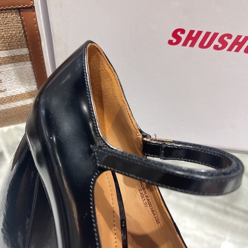 Giày cao gót 8.5cm mũi nhọn có quai mẫu mới 2022 thương hiệu Shushutong da thật cao cấp