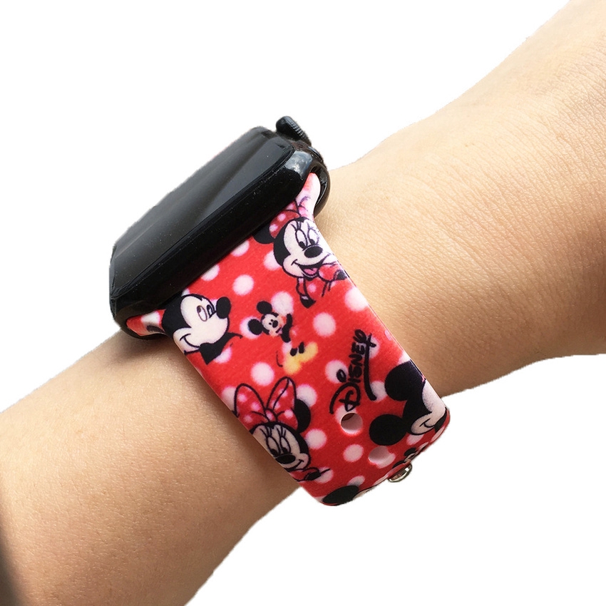 Dây đeo silicon họa tiết chuột Mickey cho Apple Watch 1 2 3 4 cỡ 38-44mm