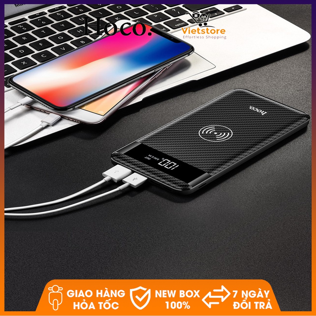 Sạc không dây Hoco J11 thông minh chuẩn Qi kiêm pin dự phòng 10000 mAh cho Iphone 8, iphone X, Note8