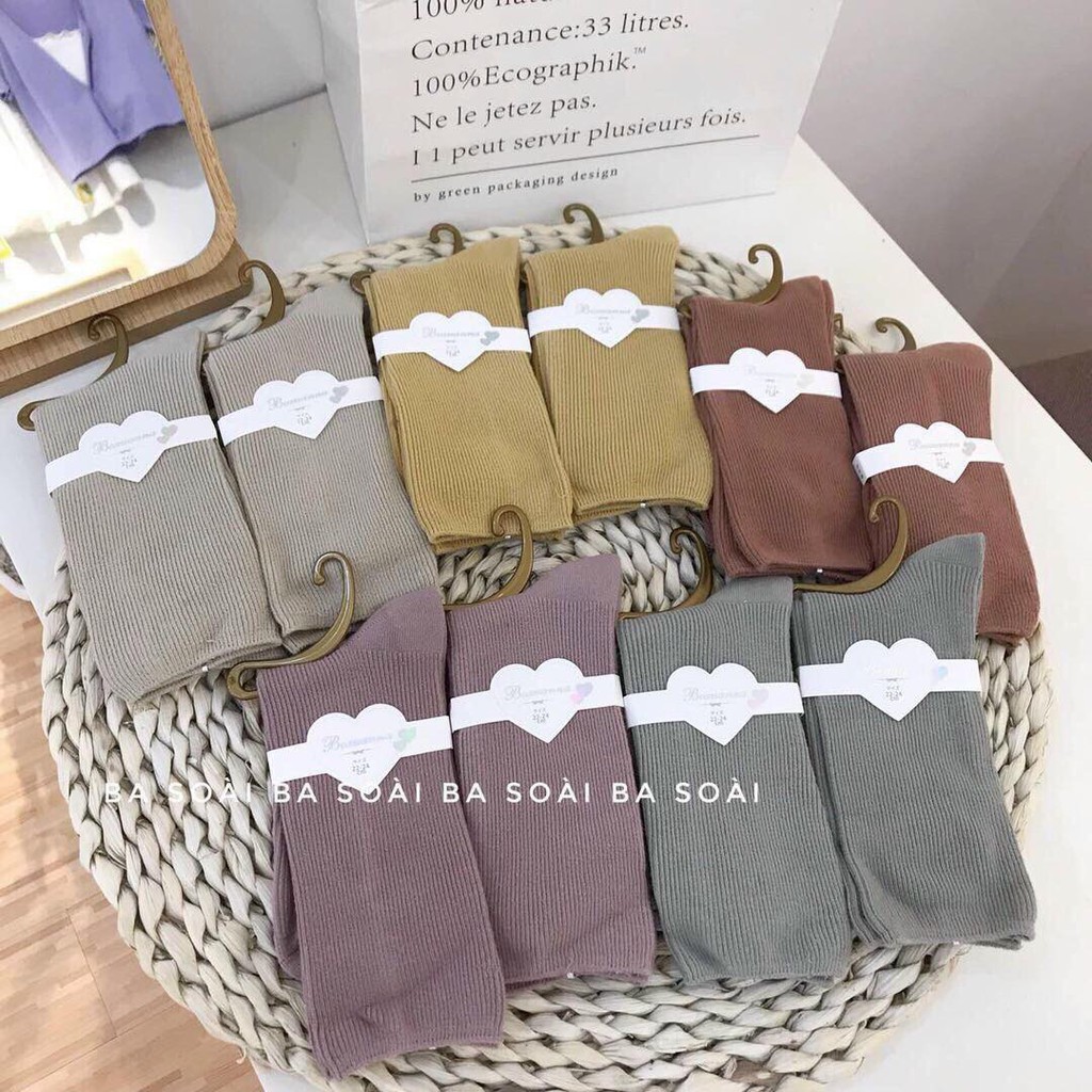 LỐ 10 ĐÔI TẤT MÓC VINTAGE CỔ CAO CHẤT THUN SIÊU DÀY ẤM - TH