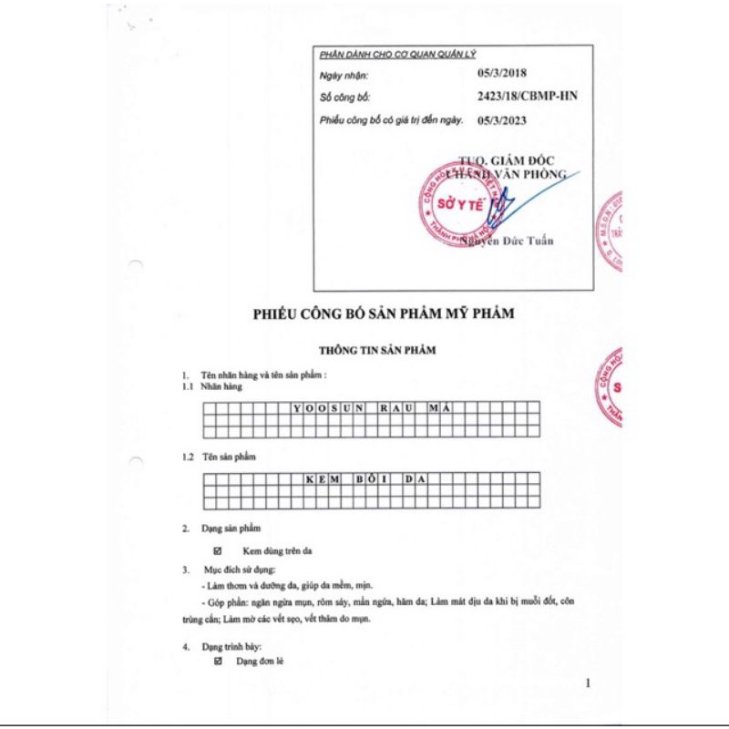 Kem Bôi Da Yoosun Rau Má 25g