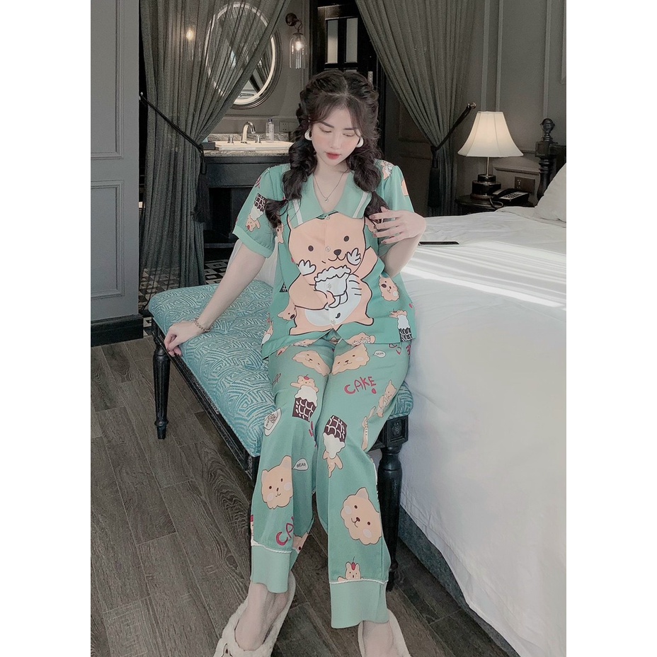 Đồ Bộ Pijama Nữ Lụa Mango Cao Cấp,Tay Cộc Quần Dài, Chất Vải Mềm Mịn,Siêu Mát