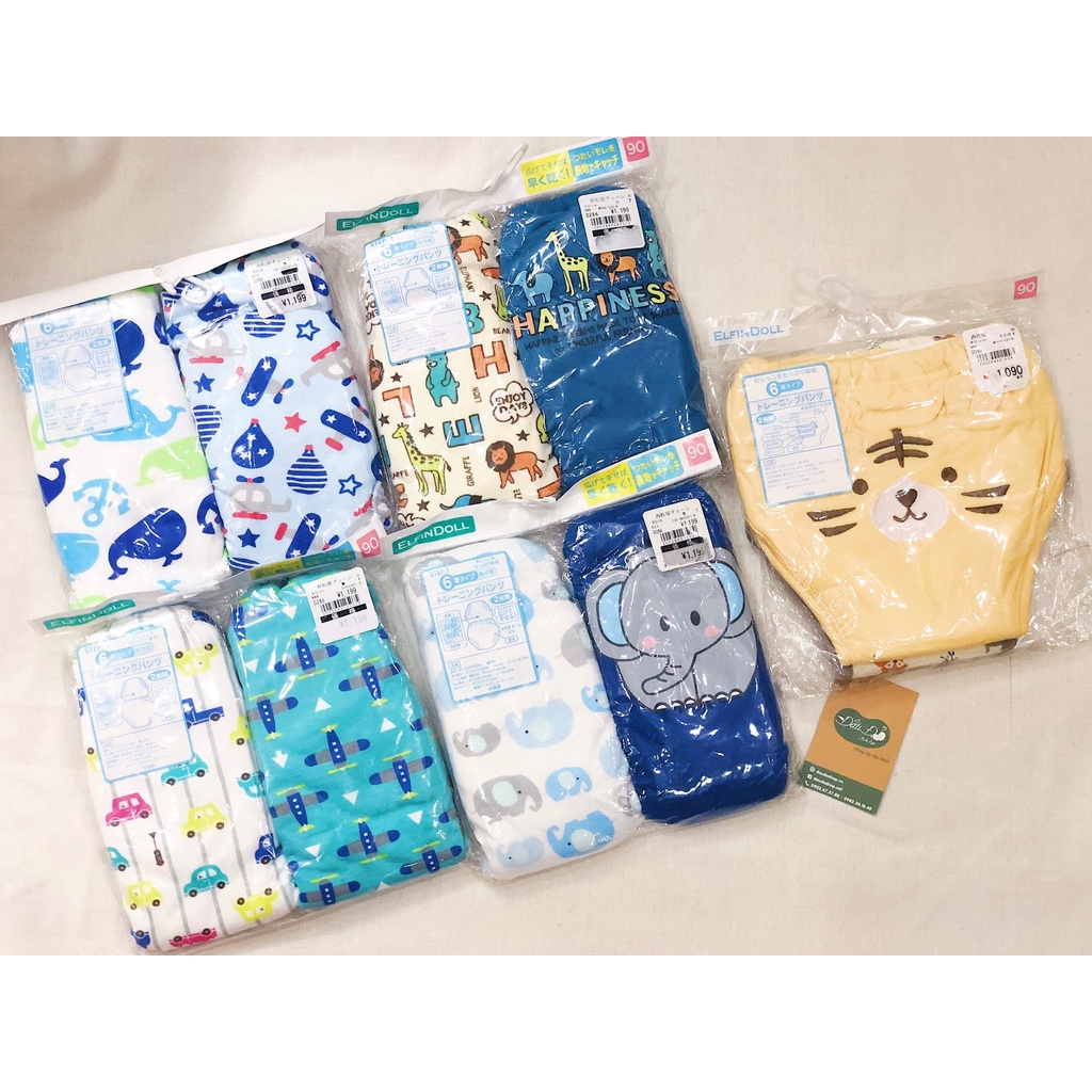[FREESHIP] (Nhiều mẫu) Quần tập bỏ tã Elfindoll cho bé gái size 80/90/95 set 2 cái - Hàng nội địa Nhật
