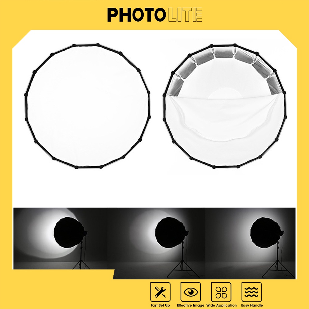 Softbox parabolic 120 cm Photolite PA188 thao tác nhanh làm mềm ánh sáng đèn Flash/Led