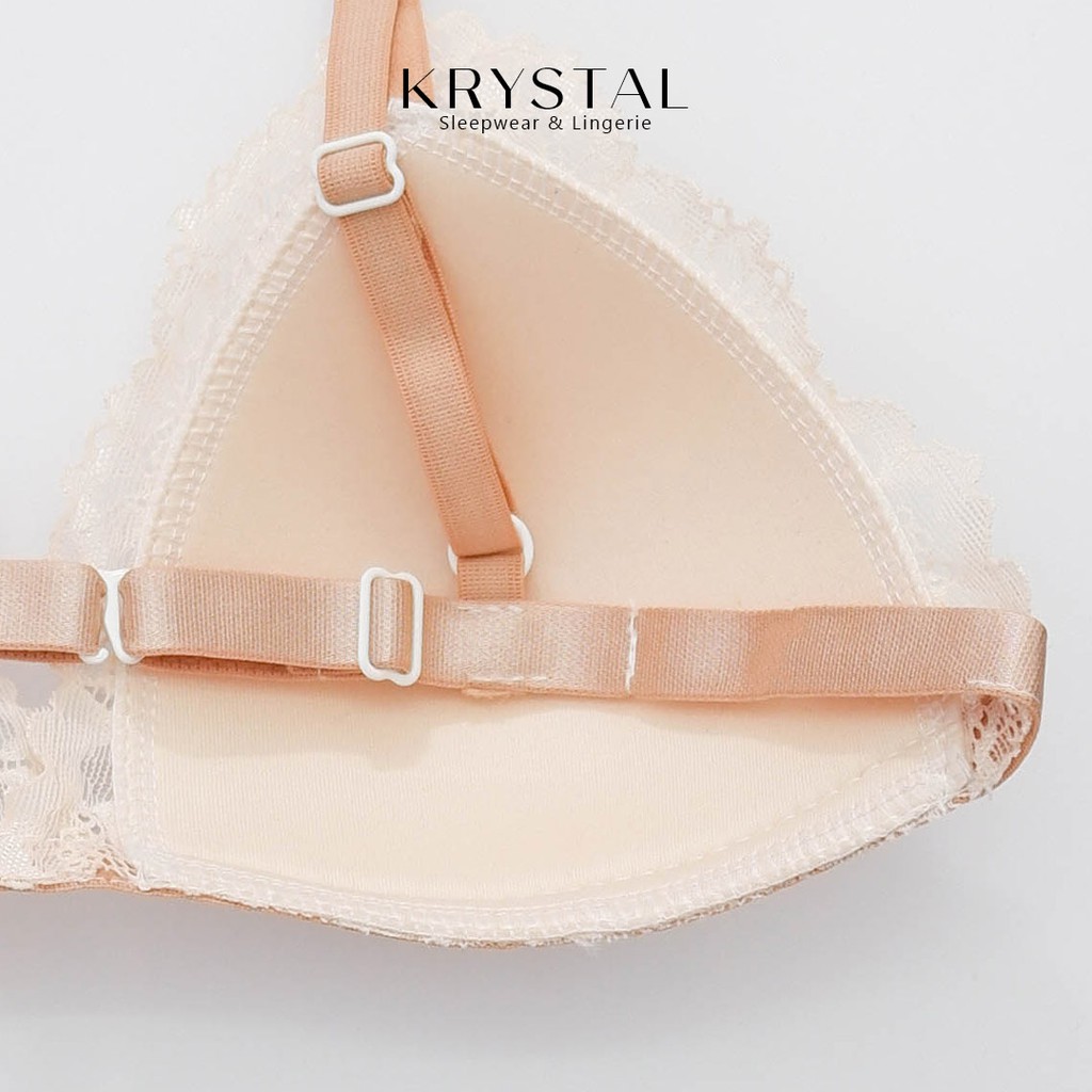 Bộ đồ lót ren không gọng mút mỏng màu Nude quần Basic KRYSTAL KB51