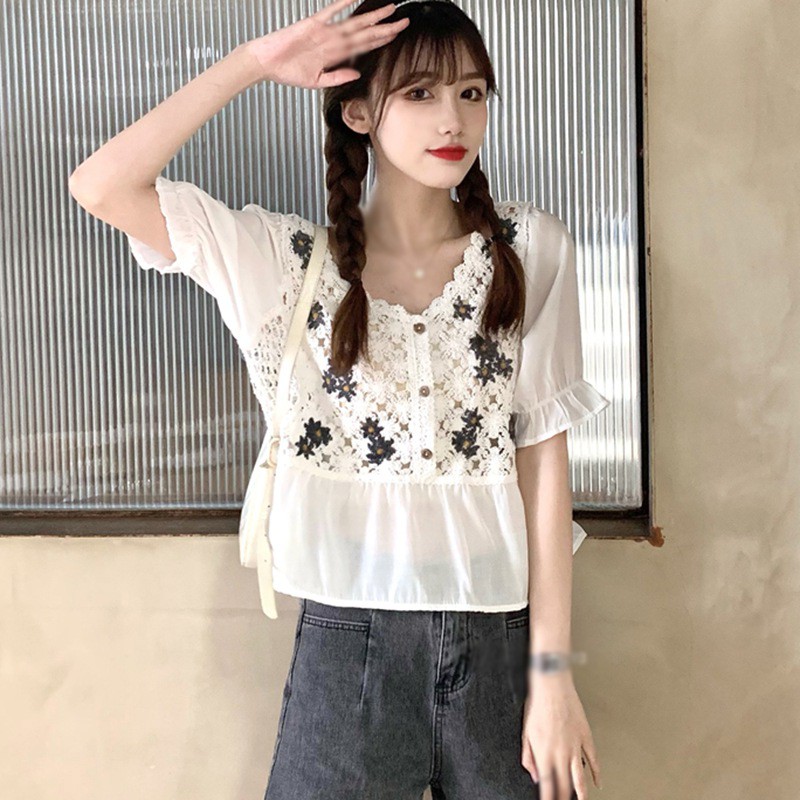 Áo nữ tay ngắn cổ chữ v thời trang quyến rũ