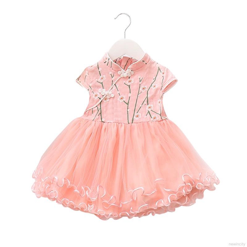 Đầm cotton sát nách in hoa dễ thương cho bé gái