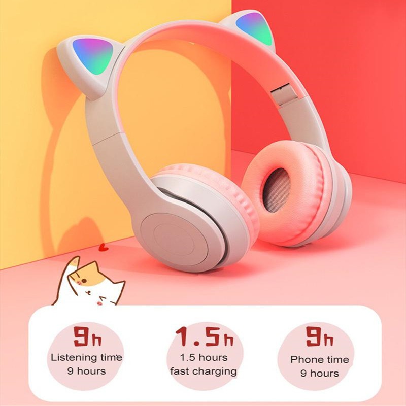 Tai nghe bluetooth không dây hình tai mèo dễ thương