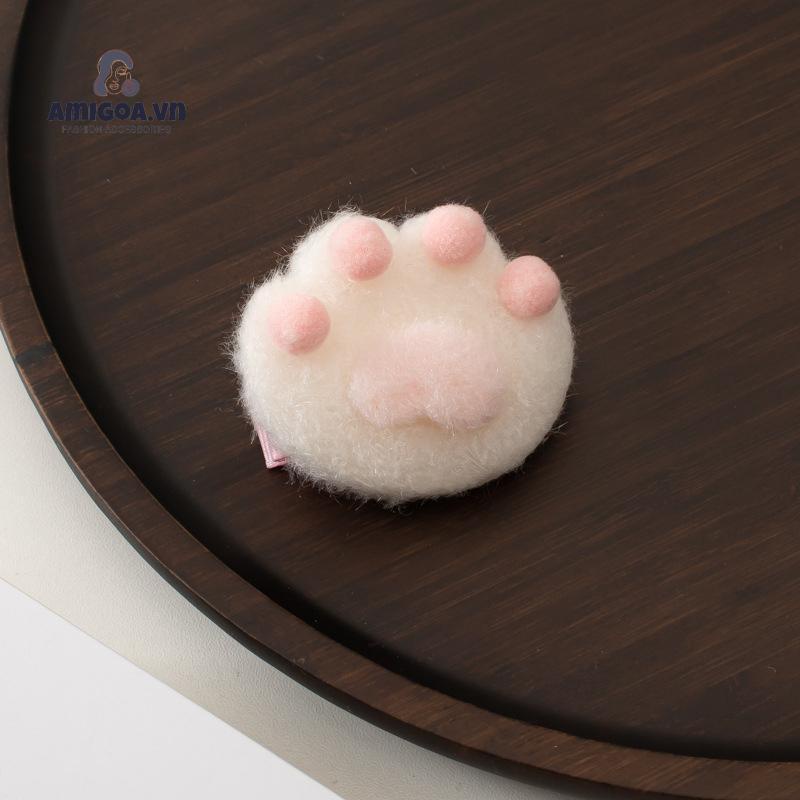 Kẹp Tóc Hình Chân Mèo Bằng Lông Nhung Dễ Thương Xinh Xắn Dành Cho Nữ