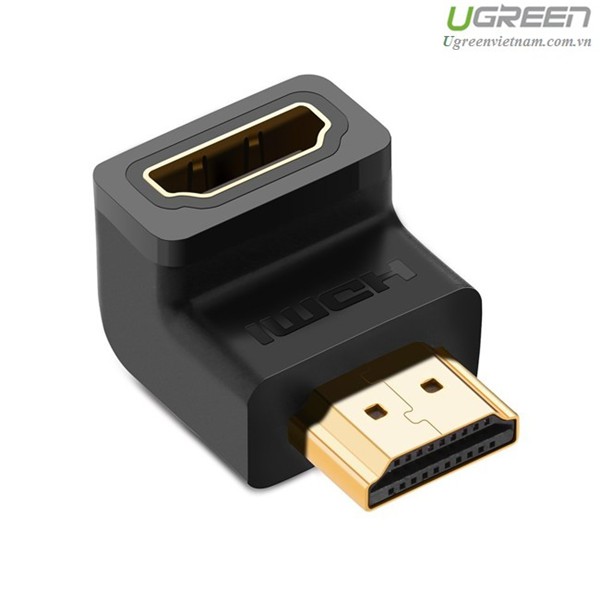 Đầu nối cổng HDMI male sang HDMI female vuông góc 90 độ - UGREEN 20109 - (màu đen)