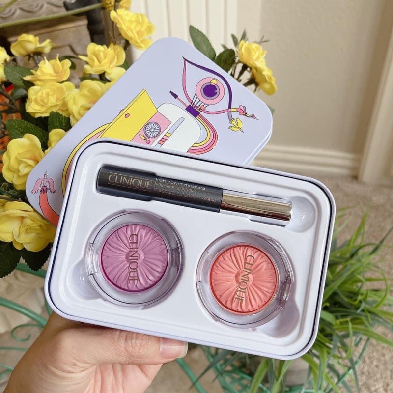 Set trang điểm phấn má hồng, mascara Clinique