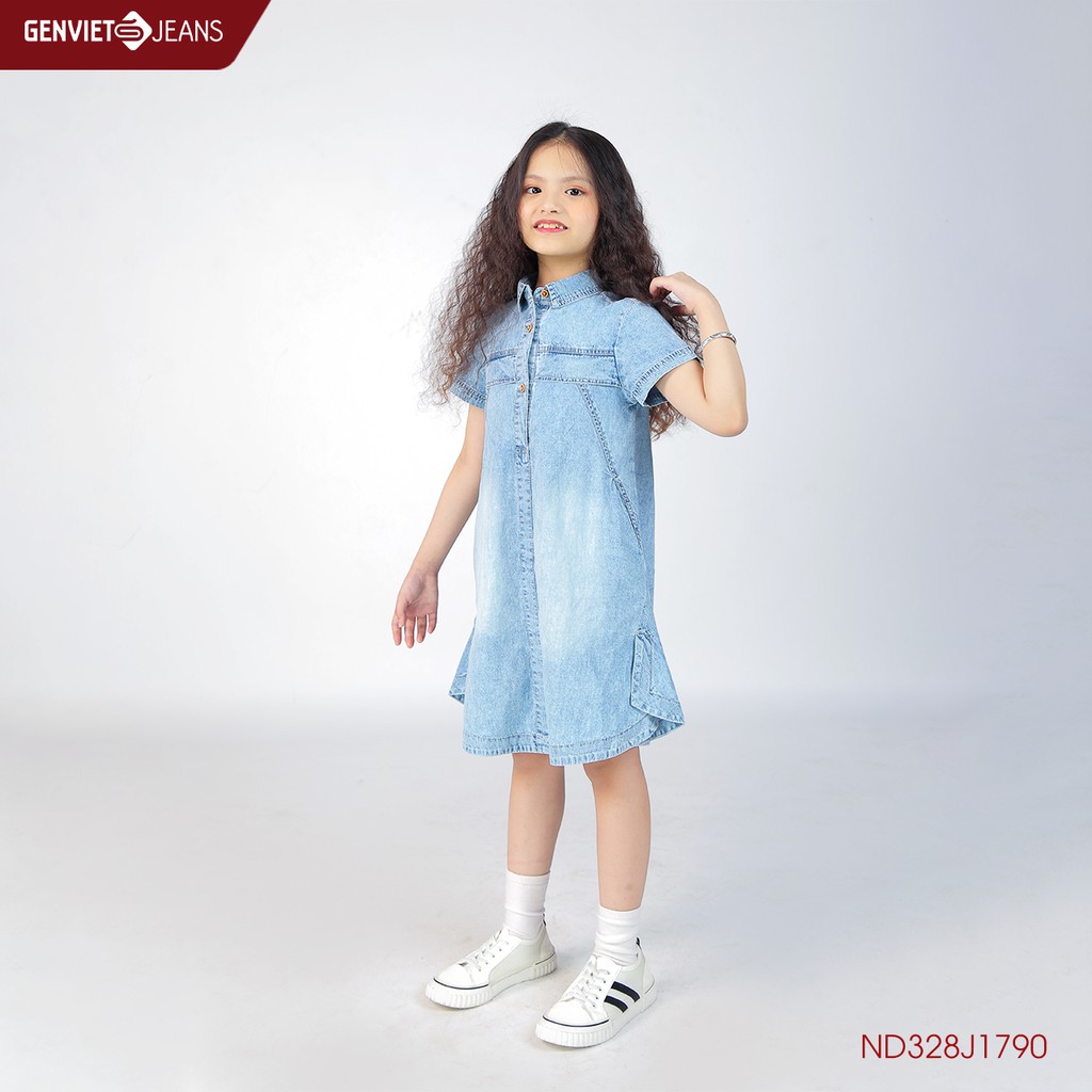 Đầm kids jeans xòe ND328J1790 GENVIET