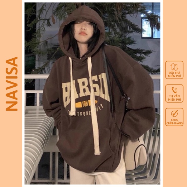 Áo nỉ hoodie nữ form rộng cute hàn quốc NAVISA M396