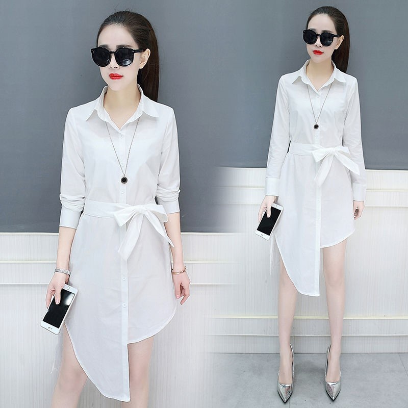 (HÀNG SẴN) Áo Sơ Mi Trắng Giấu Quần Dáng Dài Thời Trang SM01 - Hàng Quảng Châu Cao Cấp