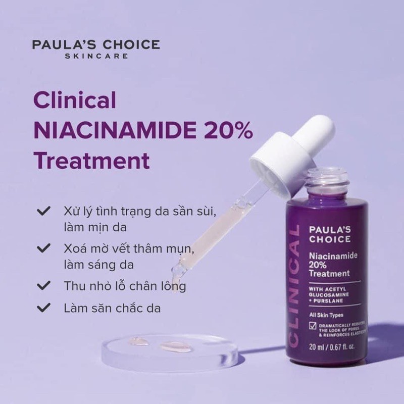Tinh chất dưỡng sáng da mờ thâm se lỗ chân lông serum Paula's choice niacinamide 20% booster
