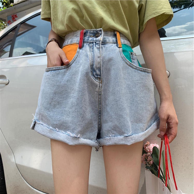 [Size S] Quần shorts jean nữ lưng cao xanh nhạt Ulzzang Quảng Châu QNJ85