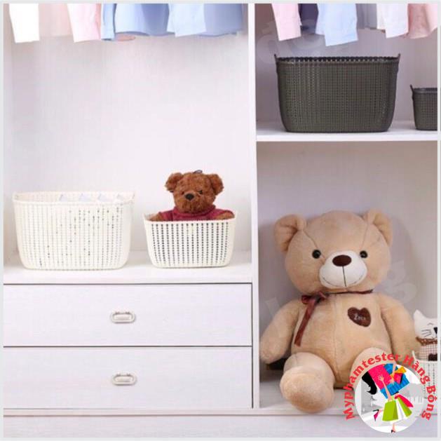 Rổ mây Đan bằng nhựa 3 cỡ phong cách Hàn quốc
