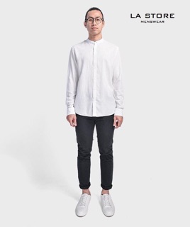 Áo sơ mi Routine - Áo sơ mi trắng cổ trụ