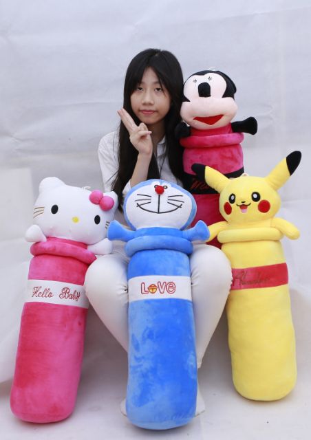 [mua nhiều giảm giá]Gấu bông , gối ôm picachu, gối ôm đoremon,, kitty, chuột Micky