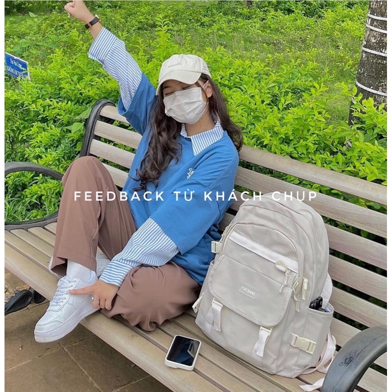 Balo học sinh đi học Yue dày dặn 2 lớp tặng kèm stickeri