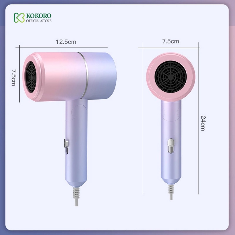 Máy sấy tóc mini KOKORO gấp gọn tạo kiểu tóc chuyên nghiệp công suất lớn 1500w