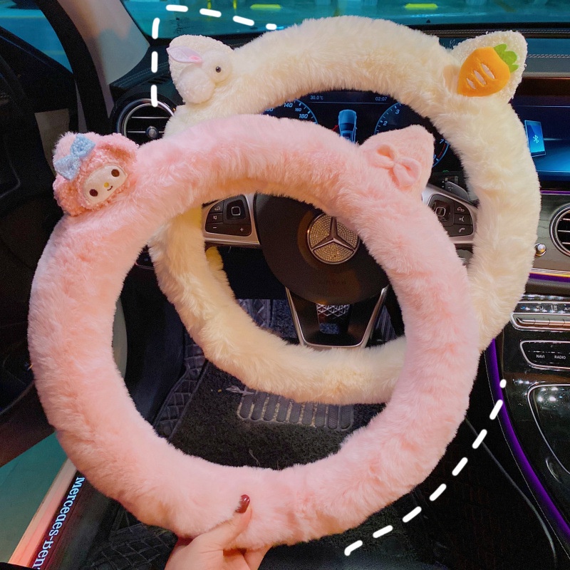 Vỏ Bọc Vô Lăng Xe Hơi Bằng Vải Bông Chống Trượt Họa Tiết Hoạt Hình Dễ Thương Thời Trang Mùa Đông Cho Nữ