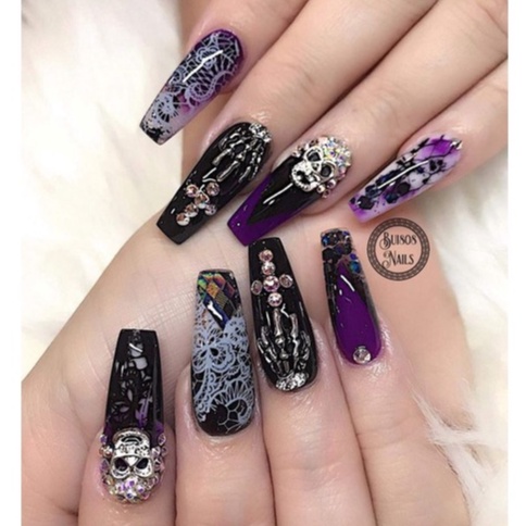 Charm Phụ Kiện Lễ hội HALLOWEEN Kinh Dị Trang Trí Móng Tay | Đầu Lâu Xương Chéo Dơi Satan