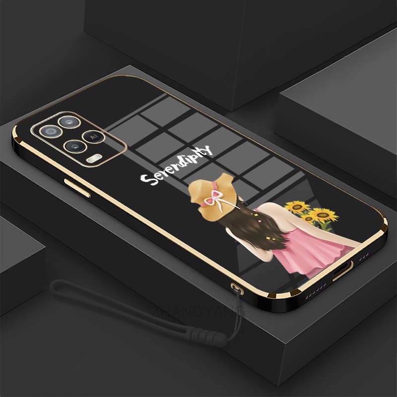 ốp lưng oppo a54 Ốp Điện Thoại TPU Silicon Viền Mạ Màu Hình Cô Gái Xinh Đẹp Cho oppo a54