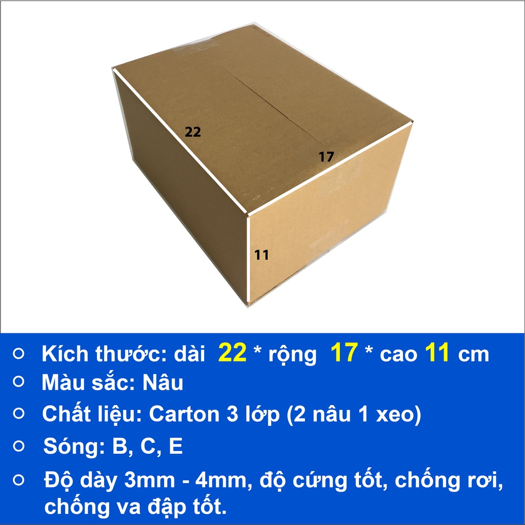 [Mã LIFEXANH03 giảm 10% đơn 500K] 10 hộp carton 22x17x11