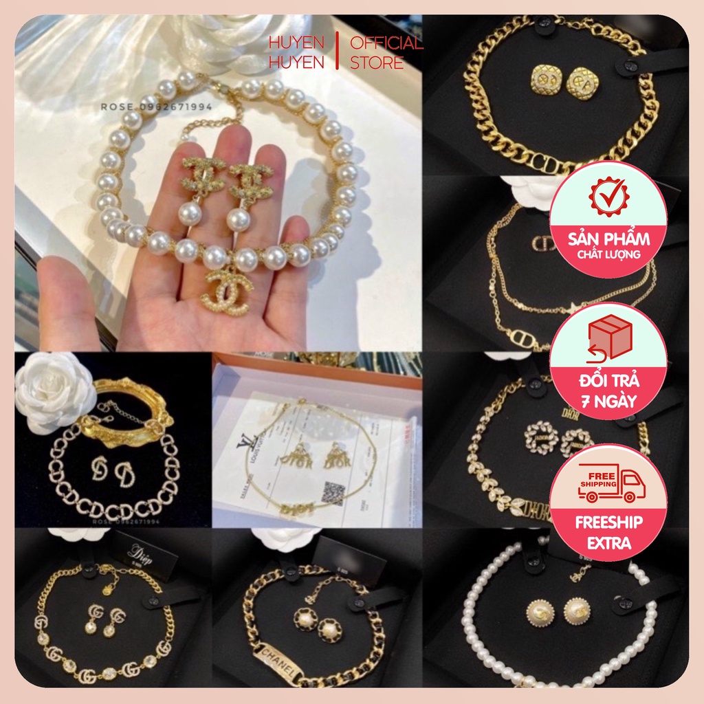 Set vòng cổ khuyên tai hãng cao cấp