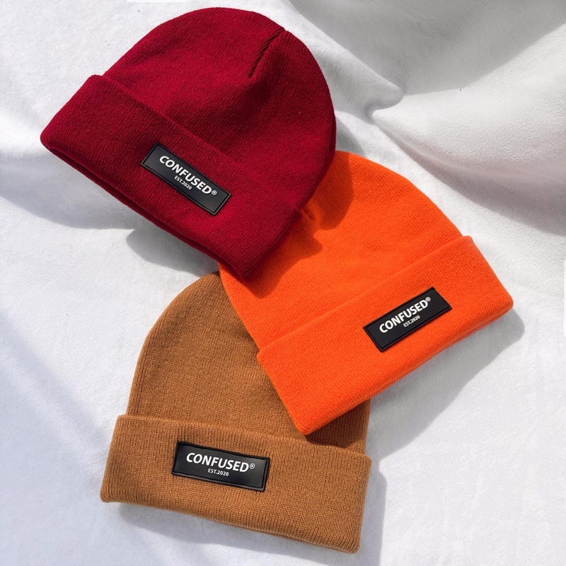 Nón len beanie CONFUSED cho nam nữ, FORM dài CHẤT dày và mịn, phụ kiện đi chơi (14 màu)