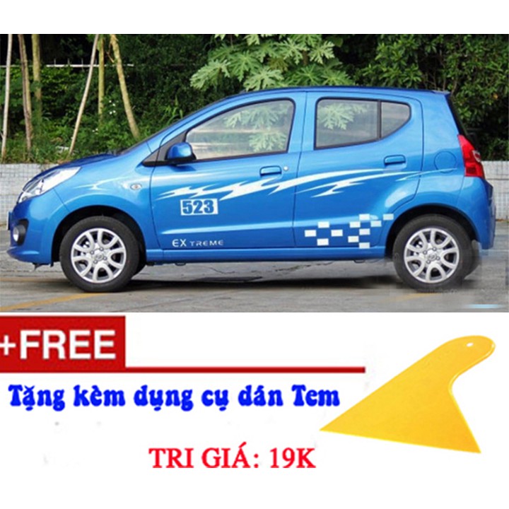 Tem xe dán sườn Tem dán sườn trang trí xe Kia morning Huyndai I10 Matiz Spark