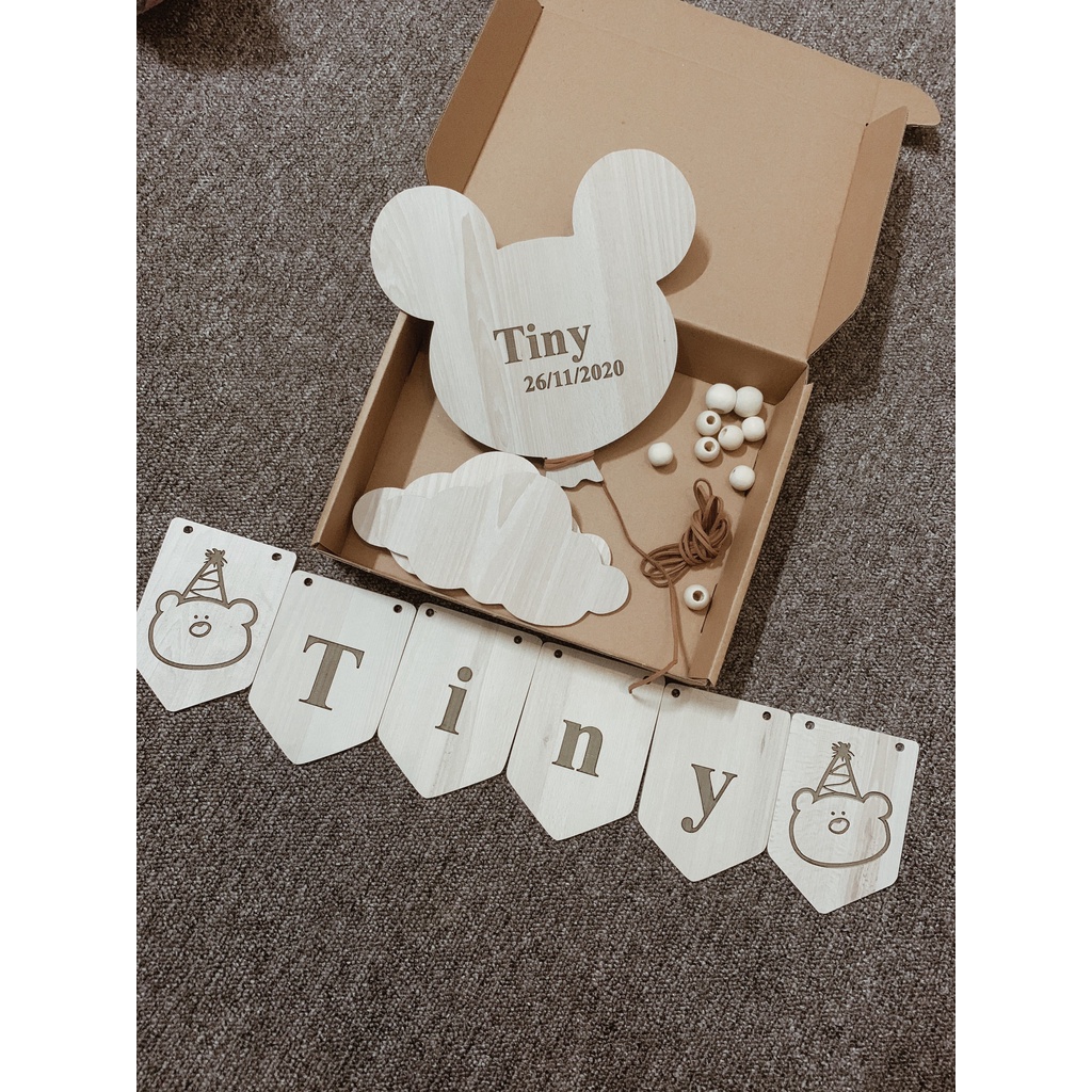 🌸Cờ gỗ in tên theo yêu cầu 🌸| Phụ kiện trang trí sinh nhật